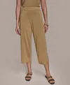 Donna Karan Womens Metallic Open Front Cardigan Cropped Pants In Brown