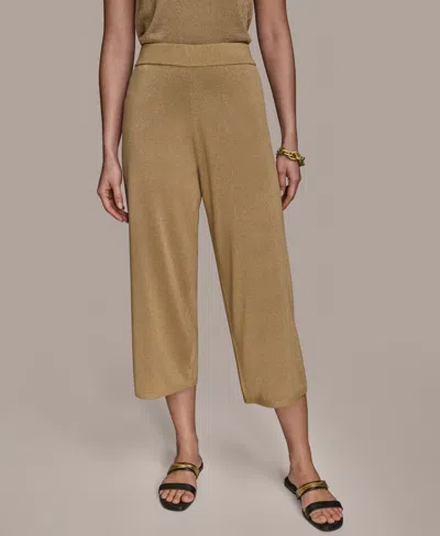 DONNA KARAN WOMEN'S CROPPED METALLIC KNIT PULL-ON PANTS
