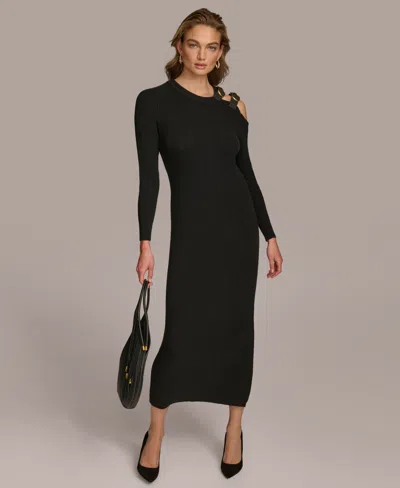 Donna Karan Women's Cut-out Buckle-strap Midi Dress In Black
