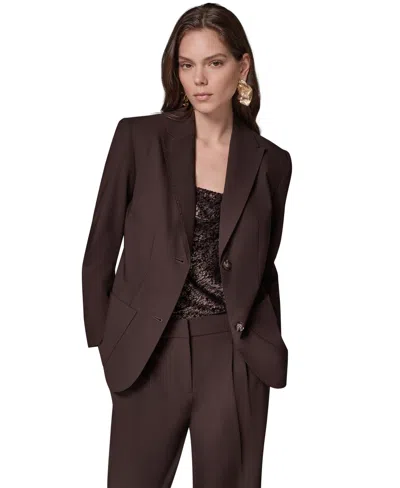 Donna Karan Women's Dk892 Oversized Notch Lapel Blazer In Brown