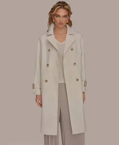 Donna Karan Women's Double Breasted Belted Notch Collar Trench Coat In Gray