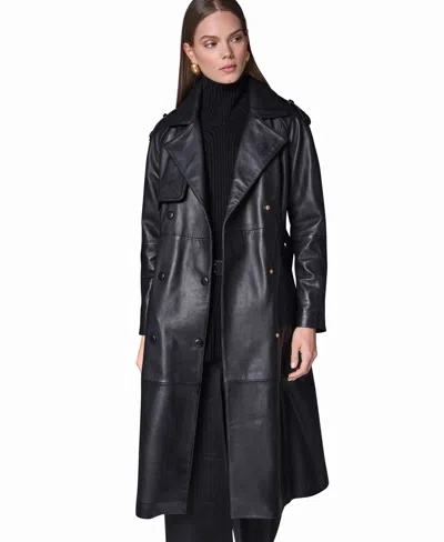 Donna Karan Women's Double Breasted Belted Trench Coat In Black