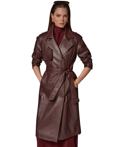 Donna Karan Women's Double Breasted Belted Trench Coat In Brown