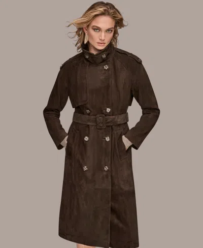 Donna Karan Women's Double Breasted Belted Trench Coat In Brown