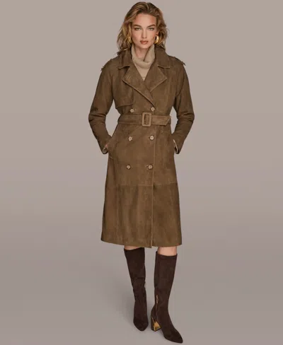 Donna Karan Women's Double Breasted Belted Trench Coat In Brown