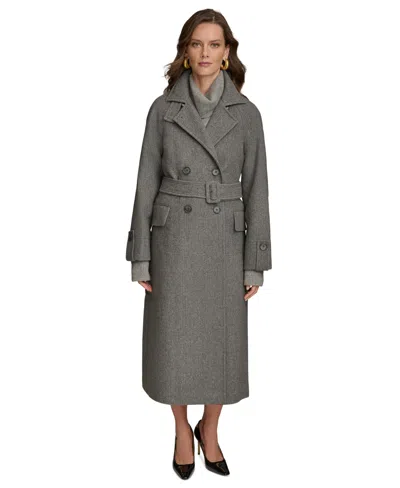 Donna Karan Women's Double-breasted Belted Wrap Coat In Steel