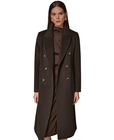 Donna Karan Women's Double Breasted Cashmere Wool Coat In Brown