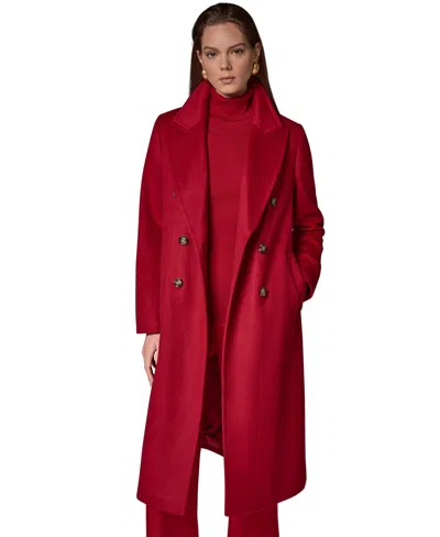Donna Karan Women's Double Breasted Cashmere Wool Coat In Red