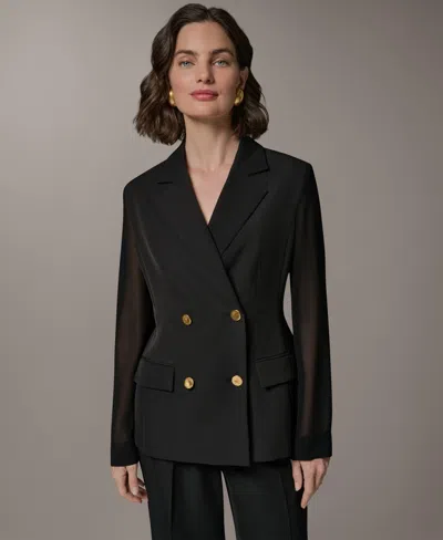 Donna Karan Women's Double Breasted Long-sleeve Blazer In Black