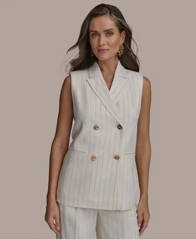 Donna Karan Women's Double-breasted Pinstripe Vest In Multi