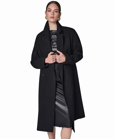 Donna Karan Women's Double Breasted Rain Coat In Black