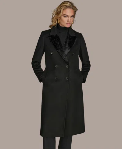 Donna Karan Women's Double-breasted Reefer Coat In Black