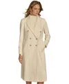 Donna Karan New York Tailored Double Breasted Wool Blend Coat In White