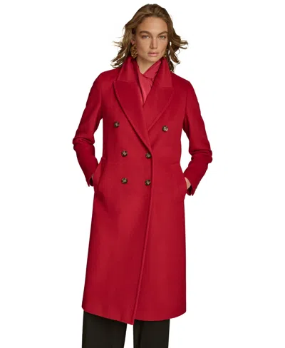 Donna Karan Women's Double-breasted Reefer Coat In Red
