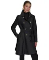 Donna Karan Women's Double-breasted Skirted Trench Coat In Black