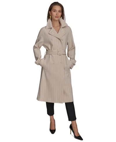 Donna Karan Women's Double-breasted Trench Coat In Pinstripe