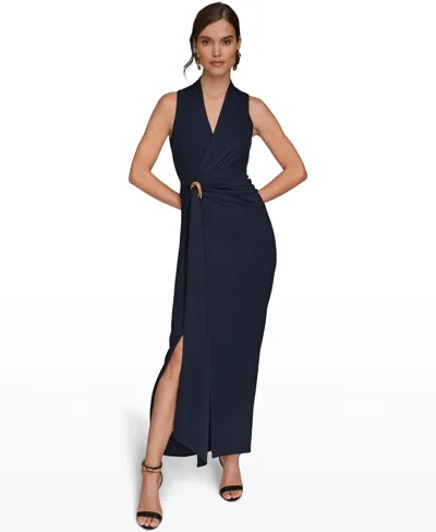 Donna Karan Women's Draped Faux-wrap Gown In Black