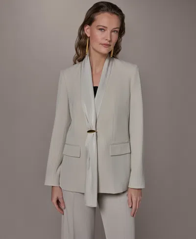Donna Karan Women's Draped Necktie Fitted Blazer In Gray