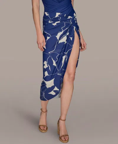 Donna Karan Women's Draped Side-slit Sarong Skirt In Blue