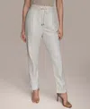 Donna Karan New York Cuffed Cotton Blend Drawstring Pants In Silver