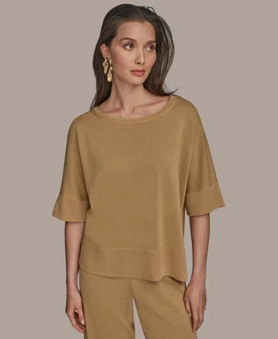 DONNA KARAN WOMEN'S ELBOW-SLEEVE METALLIC SWEATER