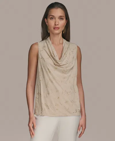 Donna Karan Women's Embellished Cowlneck Sleeveless Blouse