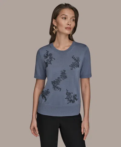 Donna Karan Women's Embellished Crewneck Sweater In Gray