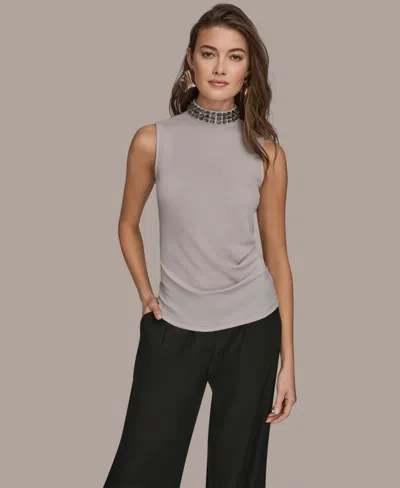 Donna Karan Women's Embellished Sleeveless Top In Gray