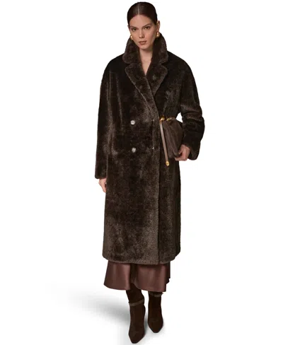 Donna Karan Women's Faux Fur Coat In Brown