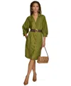 Donna Karan New York Belted Linen Blend Shirtdress In Lotus