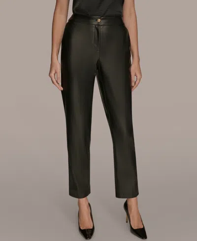 Donna Karan Women's Faux Leather Slim Leg Pants, Regular & Petite In Black