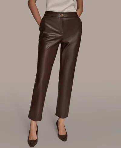 Donna Karan Women's Faux Leather Slim Leg Pants, Regular & Petite In Brown