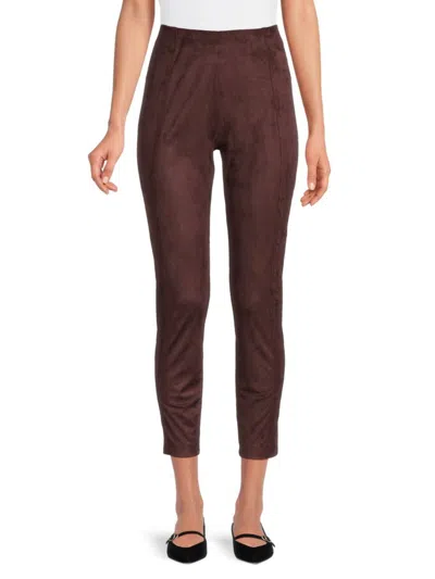 Donna Karan Women's Faux Suede Compression Leggings In Mulberry