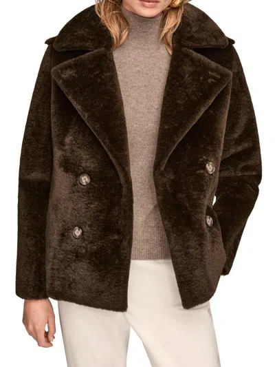 Donna Karan Women's Faux-fur Double-breasted Coat In Chocolate