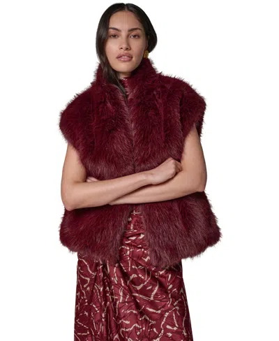 Donna Karan Women's Faux-fur Sleeveless Vest In Burgundy