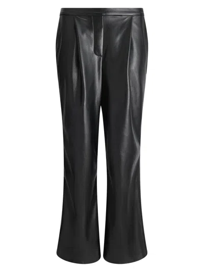 Donna Karan Women's Faux-leather Wide-leg Pants In Black