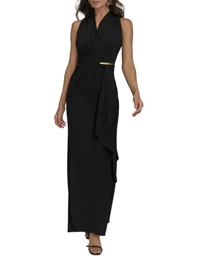 Donna Karan Women's Filament Jersey Wrap-style Cocktail Dress In Black