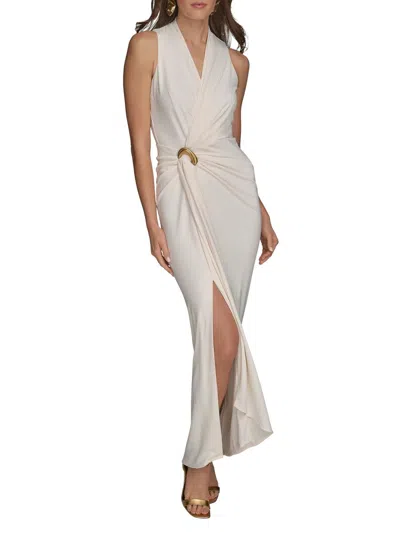 Donna Karan Women's Filament Jersey Wrap-style Cocktail Dress In White