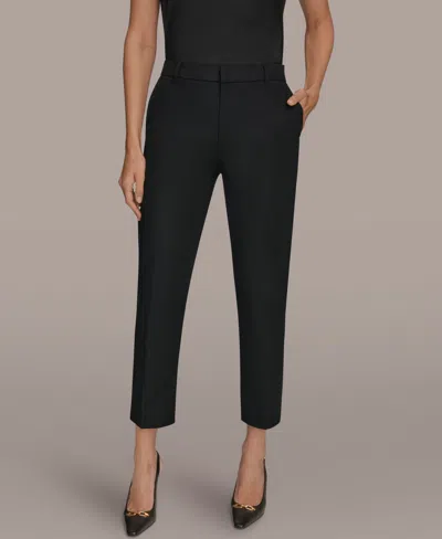 Donna Karan Women's Flat-front Stretch Double-layer Pants In Black