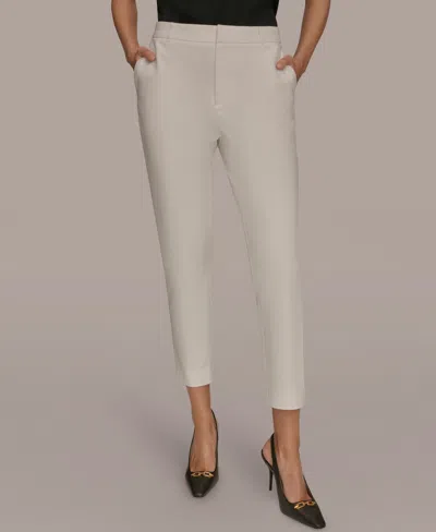 Donna Karan Women's Flat-front Stretch Double-layer Pants In White