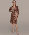 Donna Karan Women's Floral Belted Dress In Brown