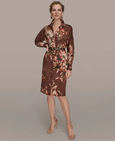 DONNA KARAN WOMEN'S FLORAL BELTED DRESS
