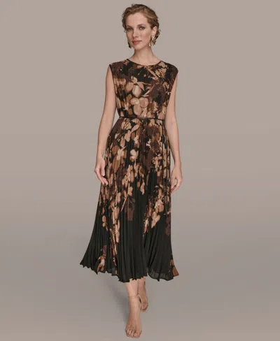 Donna Karan Women's Floral Belted Dress In Black