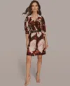 Donna Karan Floral Print Belted Shirtdress In Multi