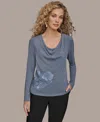 Donna Karan Embellished Top In Gray