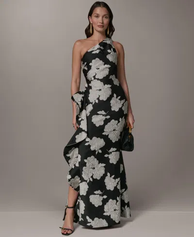 Donna Karan Women's Floral One-shoulder Ruffle Evening Gown In Multi