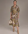 Donna Karan New York Print Belted Midi Shirtdress In Green