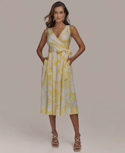 Donna Karan Women's Floral-print Cotton A-line Dress In Cream Lemoncello