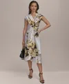 Donna Karan New York Floral Tiered Wrap Dress In Limoncello Multi