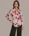 Donna Karan Women's Floral Print Long Sleeve Top In Multi